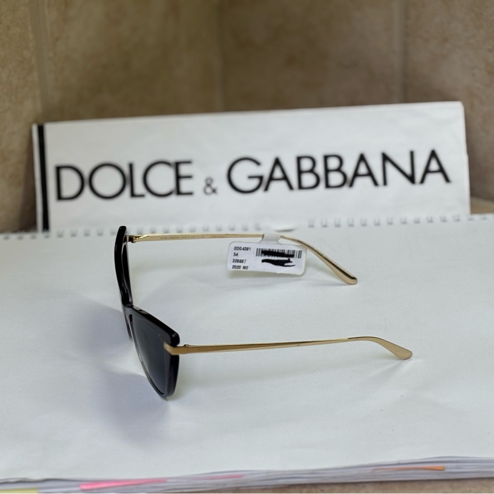 New Dolce & Gabbana DG4381 3268/87 Grey Cat-Eye Sunglasses with Gold Detail - Picture 9 of 13